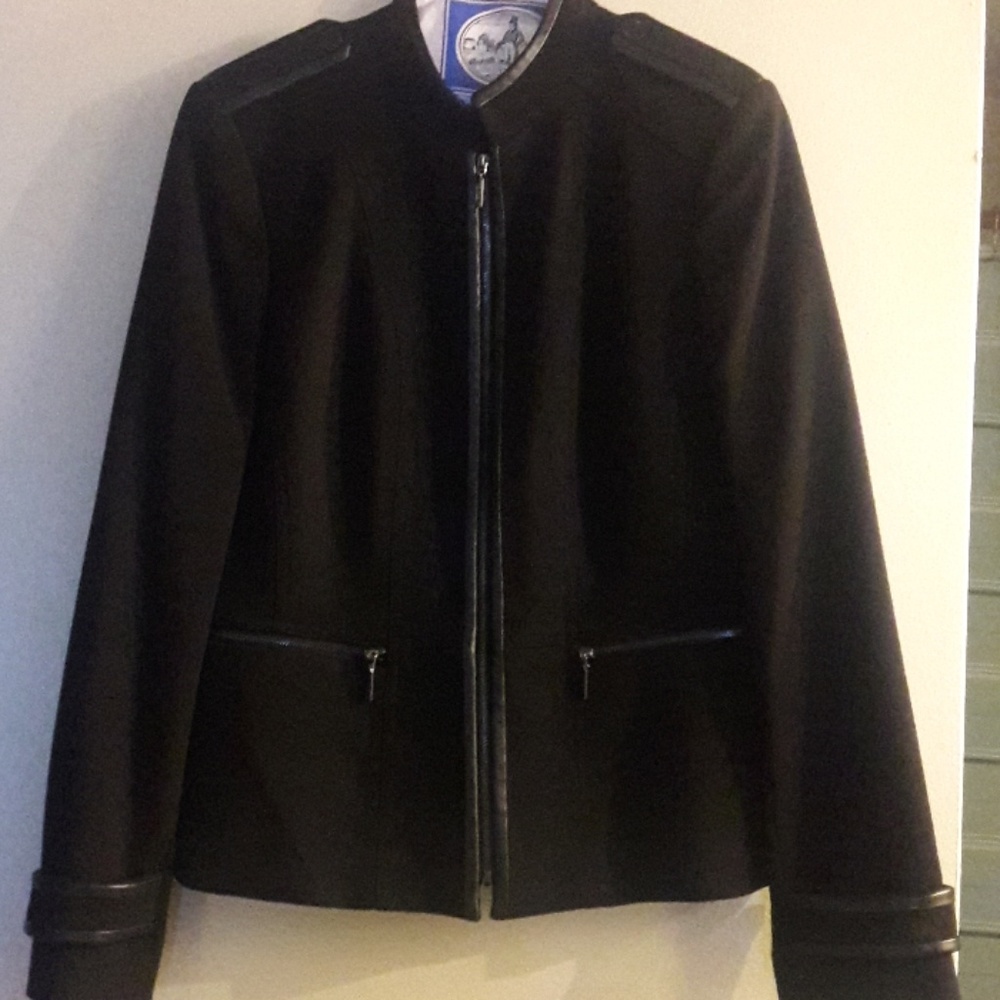 Black blazer with leather detailing